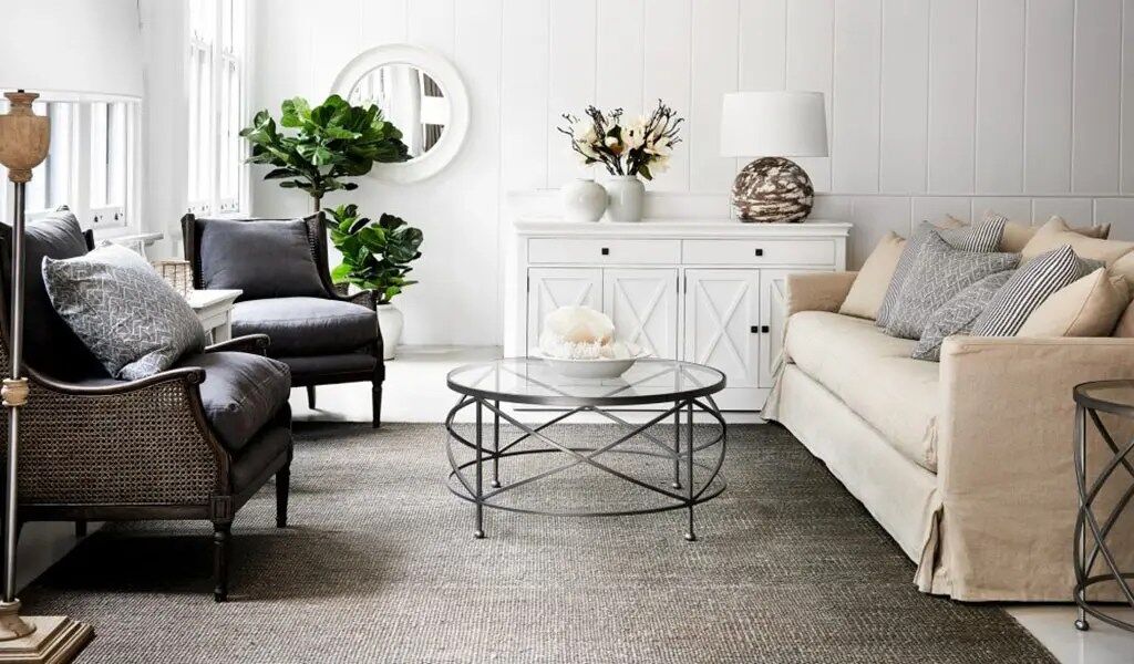 Modern Hamptons Style Living Room Including Toulouse Armchair And Simonata Sofa Natural