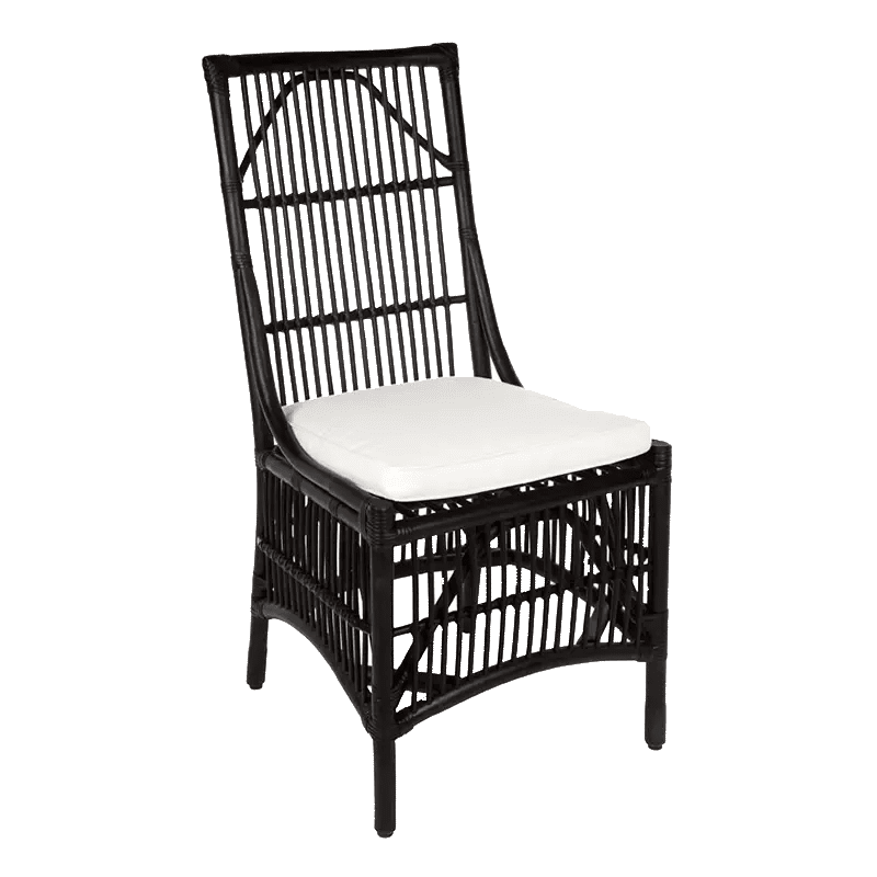 Orient Bay Black Cane Dining Chair Angle With Transparent Background