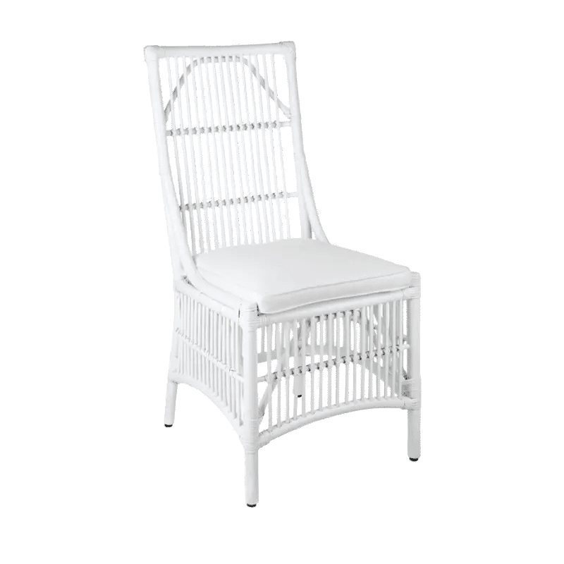 Orient Bay White Cane Dining Chair Angle With Transparent Background