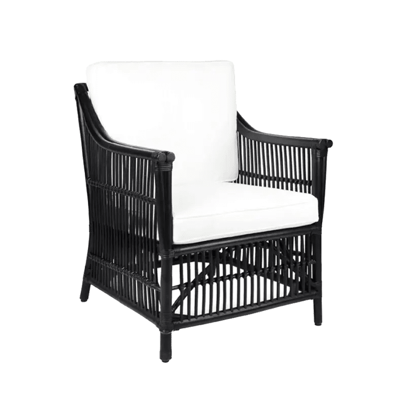 Orient Bay Black Cane Armchair Angle With Transparent Background